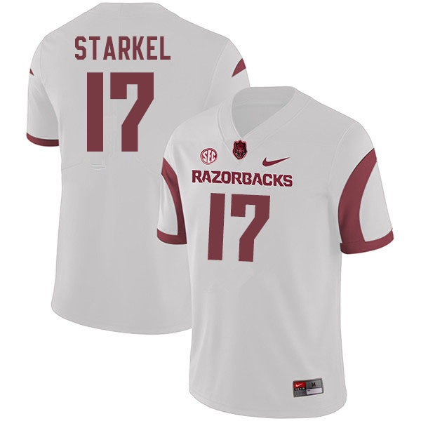 Men #17 Nick Starkel Arkansas Razorbacks College Football Jerseys Sale-White - Click Image to Close